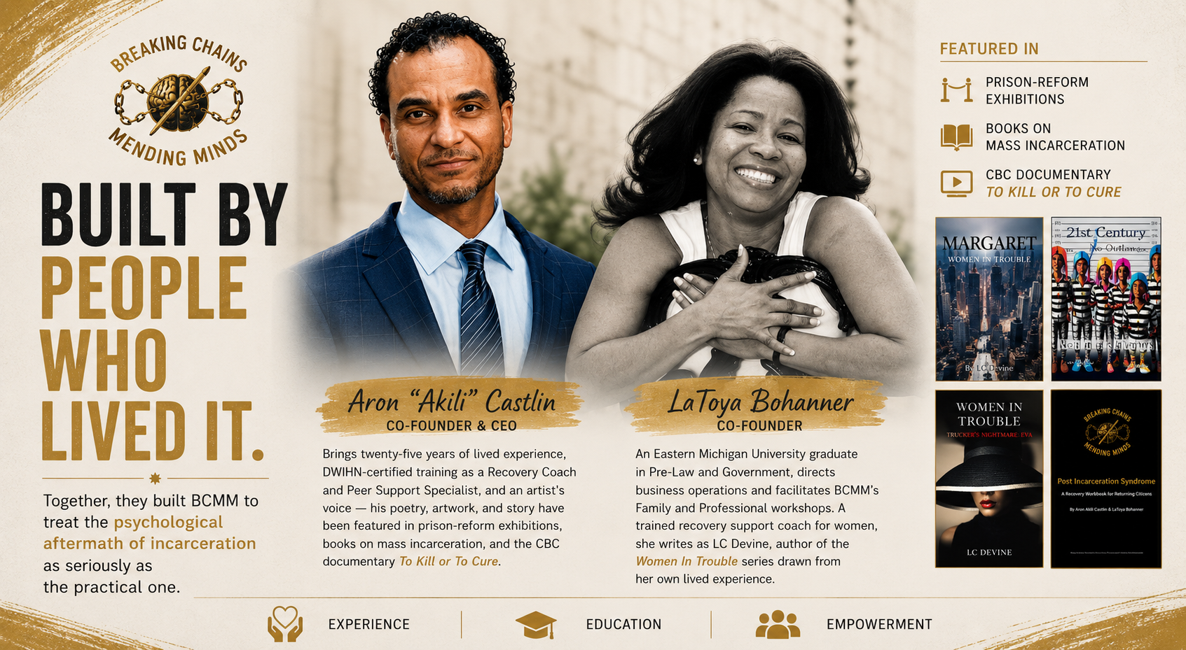 Read the founders' story — Aron 'Akili' Castlin and LaToya Bohanner of Breaking Chains Mending Minds
